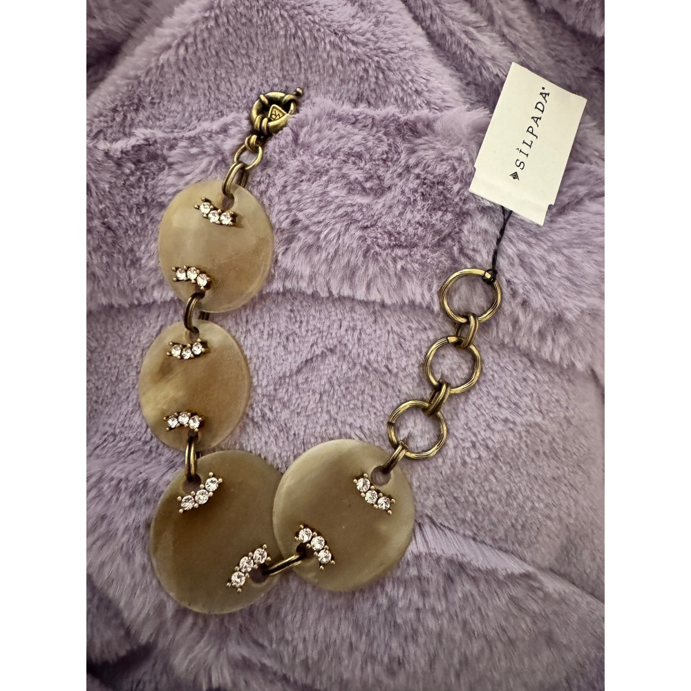 Silpada K&R Embellished Elements KRB0004 Horn Swarovski Crystal Brass Bracelet